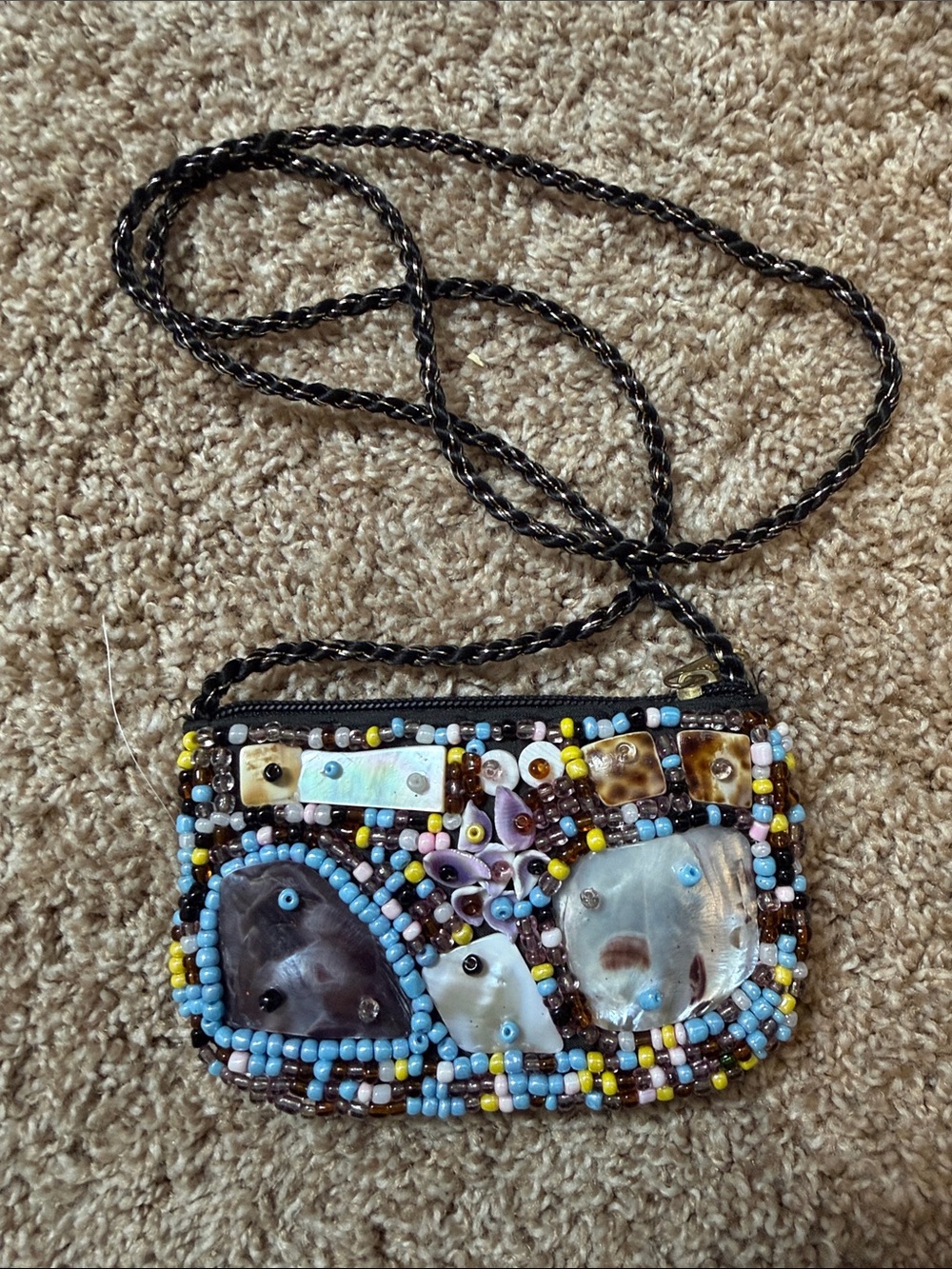 Beaded Mosaic Crossbody Bag in Multicolor